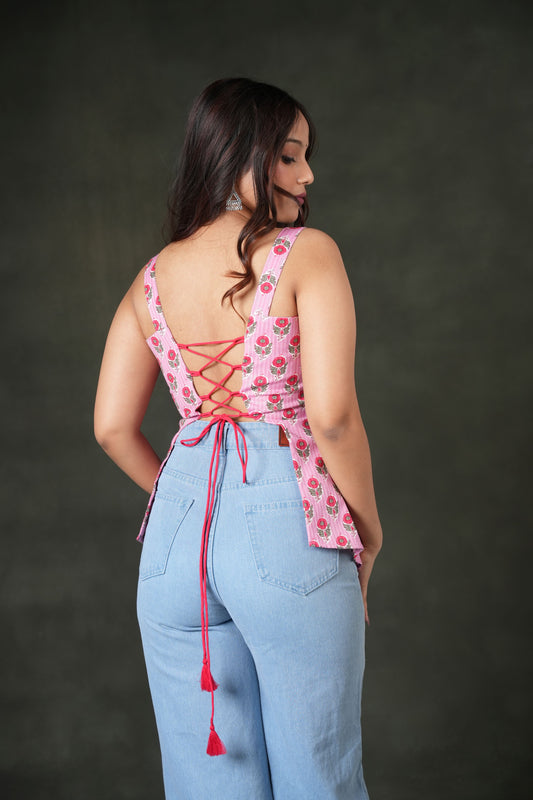 AARSI Rose Lace-Up Back Tunic