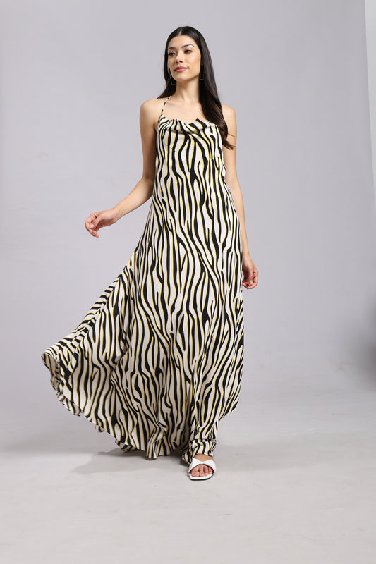 Savanna Waves Strapless Maxi Dress