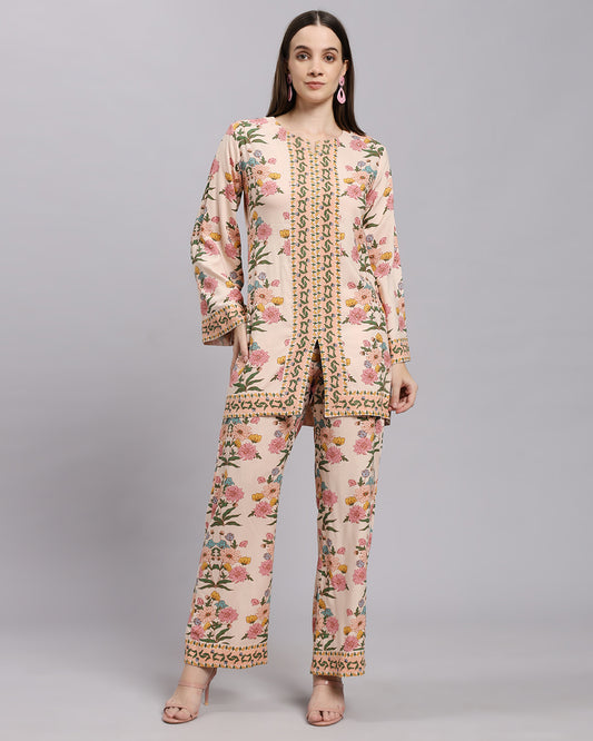 Ivory Printed Set Floral Abstract Design & Matching Pant