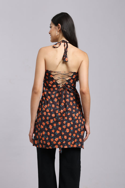 AARSI Zinnia Bloom Halter Kurti