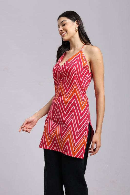 AARSI Siya Chevron Halter Kurti
