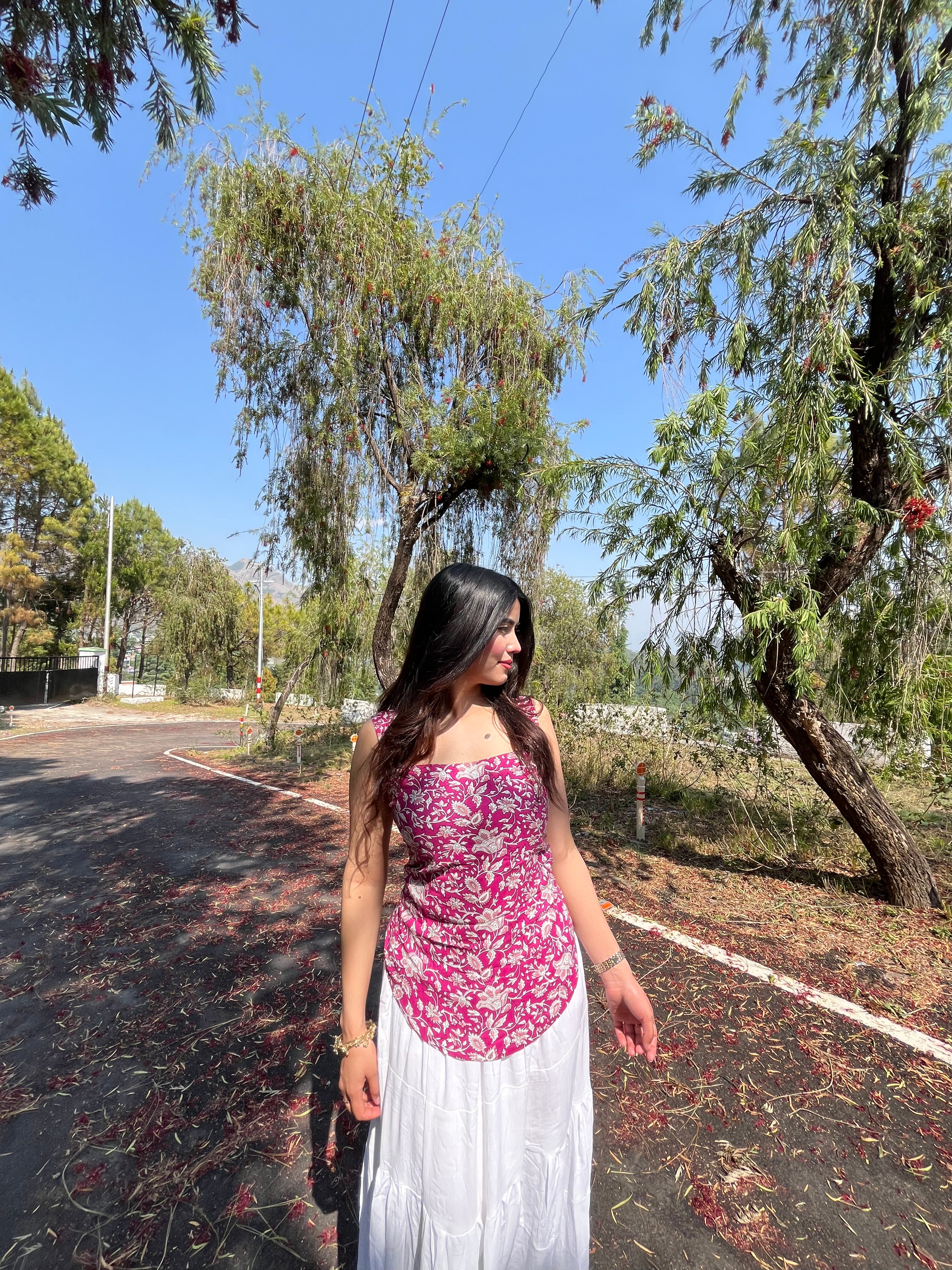 Aarsi Gulnaar Lace-Up Floral Corset Tunic