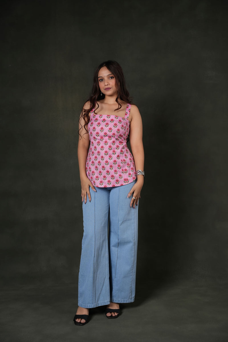 AARSI Rose Lace-Up Back Tunic