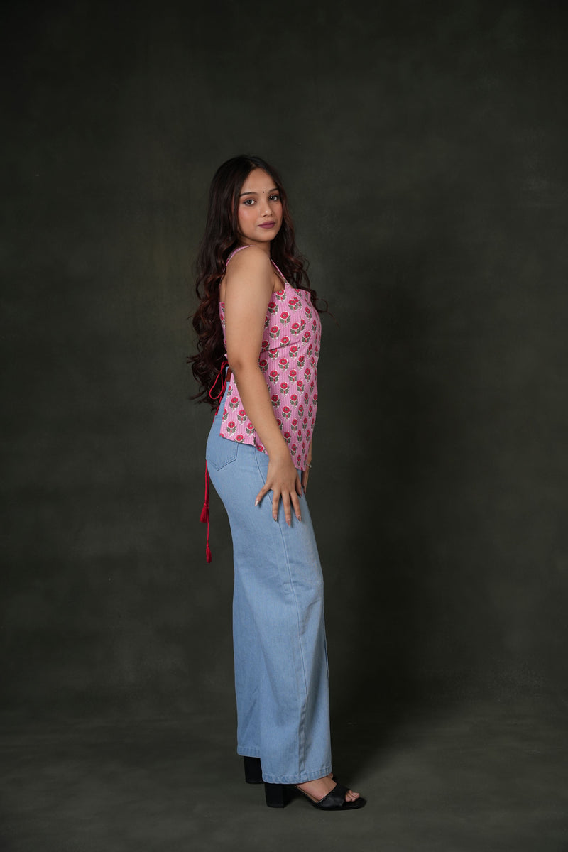 AARSI Rose Lace-Up Back Tunic