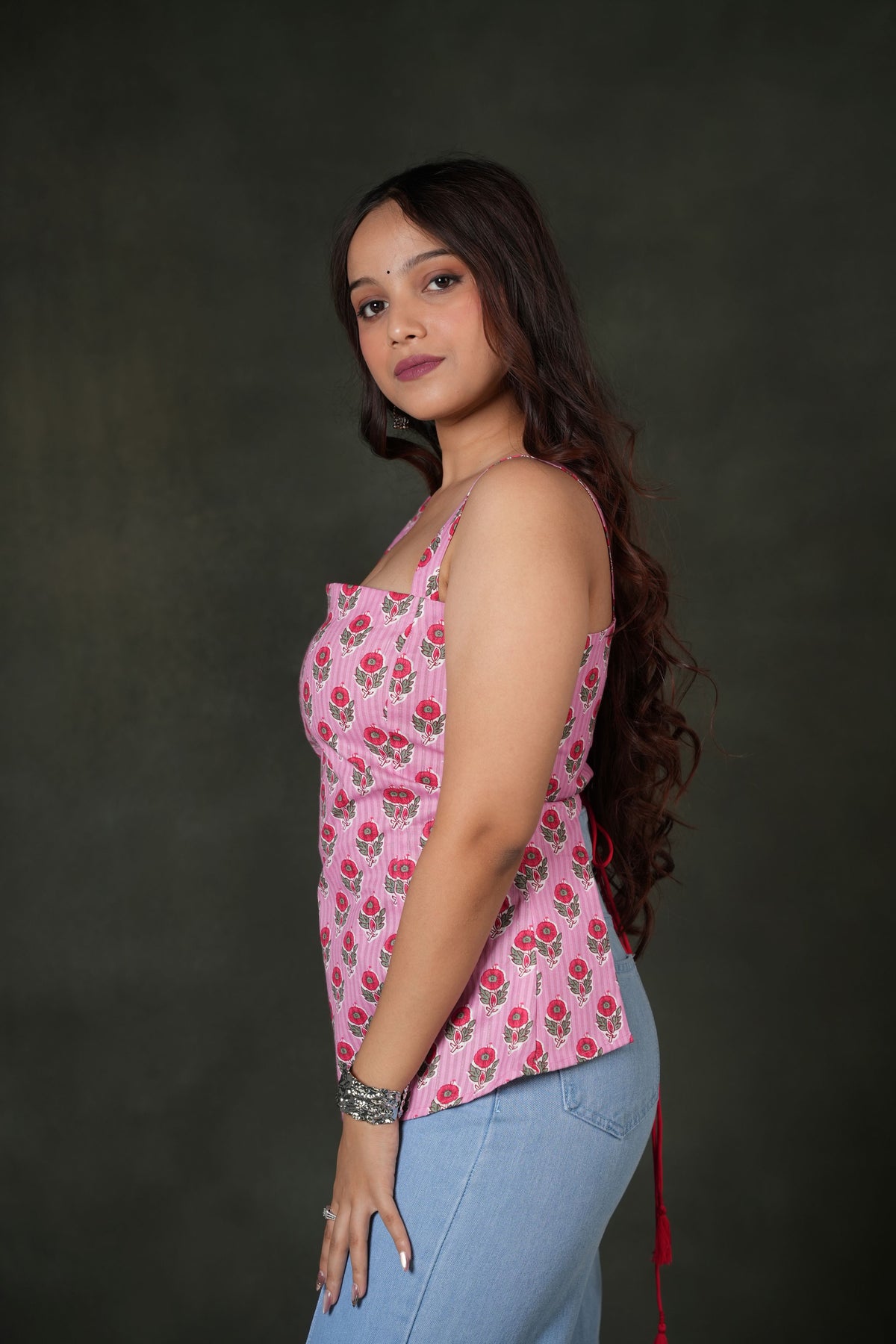 AARSI Rose Lace-Up Back Tunic