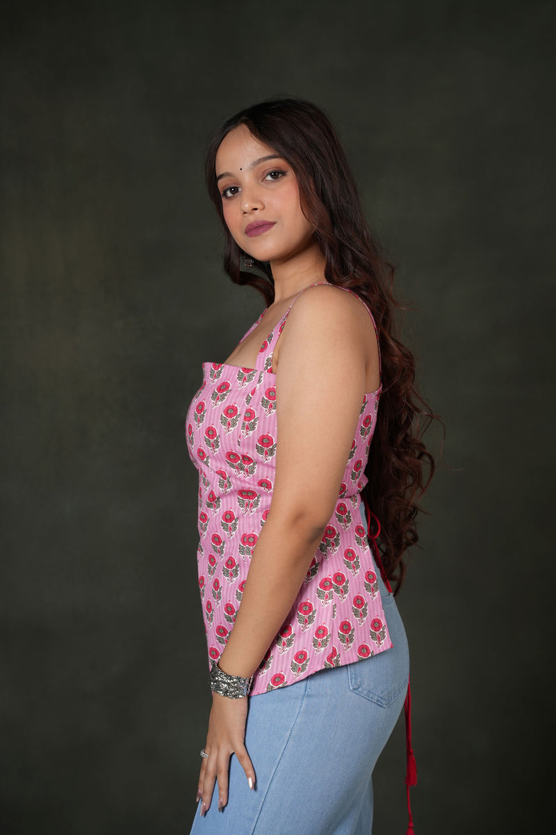 AARSI Rose Lace-Up Back Tunic