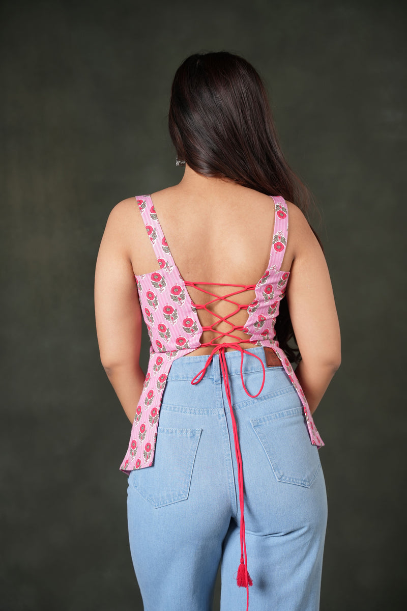 AARSI Rose Lace-Up Back Tunic