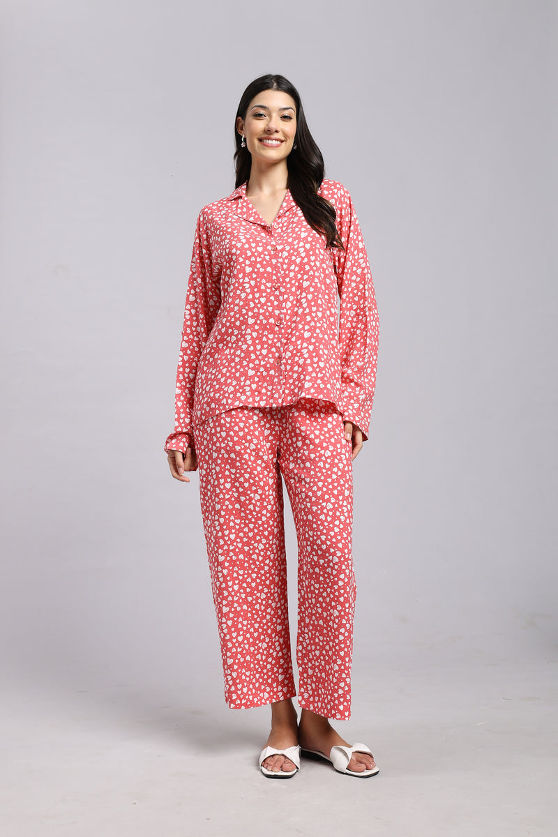 Blush Soft Heart Lounge Pyjama Set