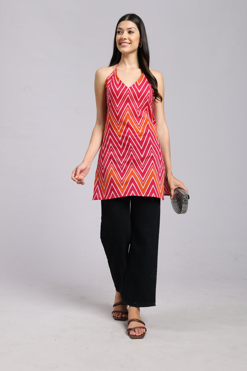 AARSI Siya Chevron Halter Kurti
