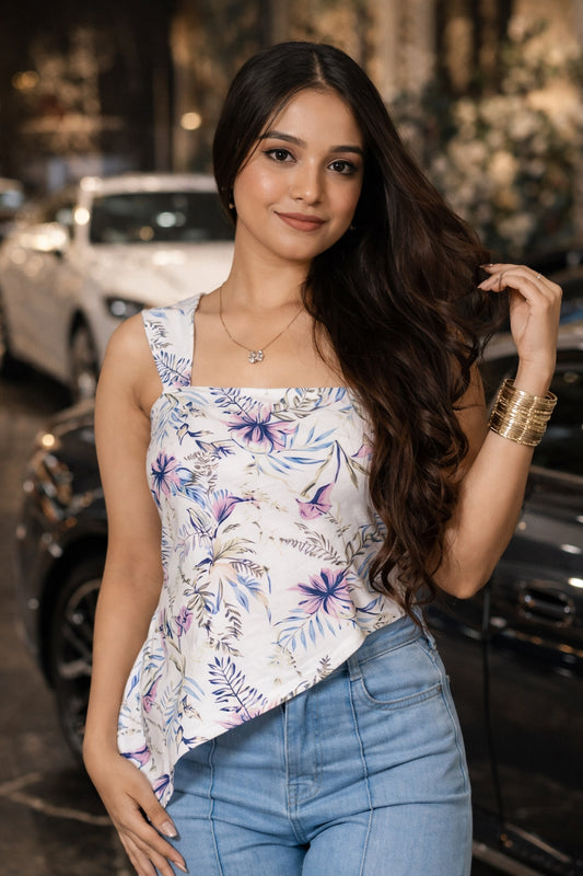 AARSI Anaya Ivory Shoreline Strap Kurti