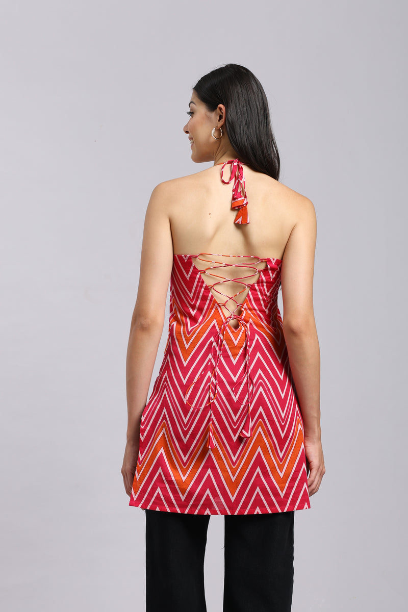 AARSI Siya Chevron Halter Kurti