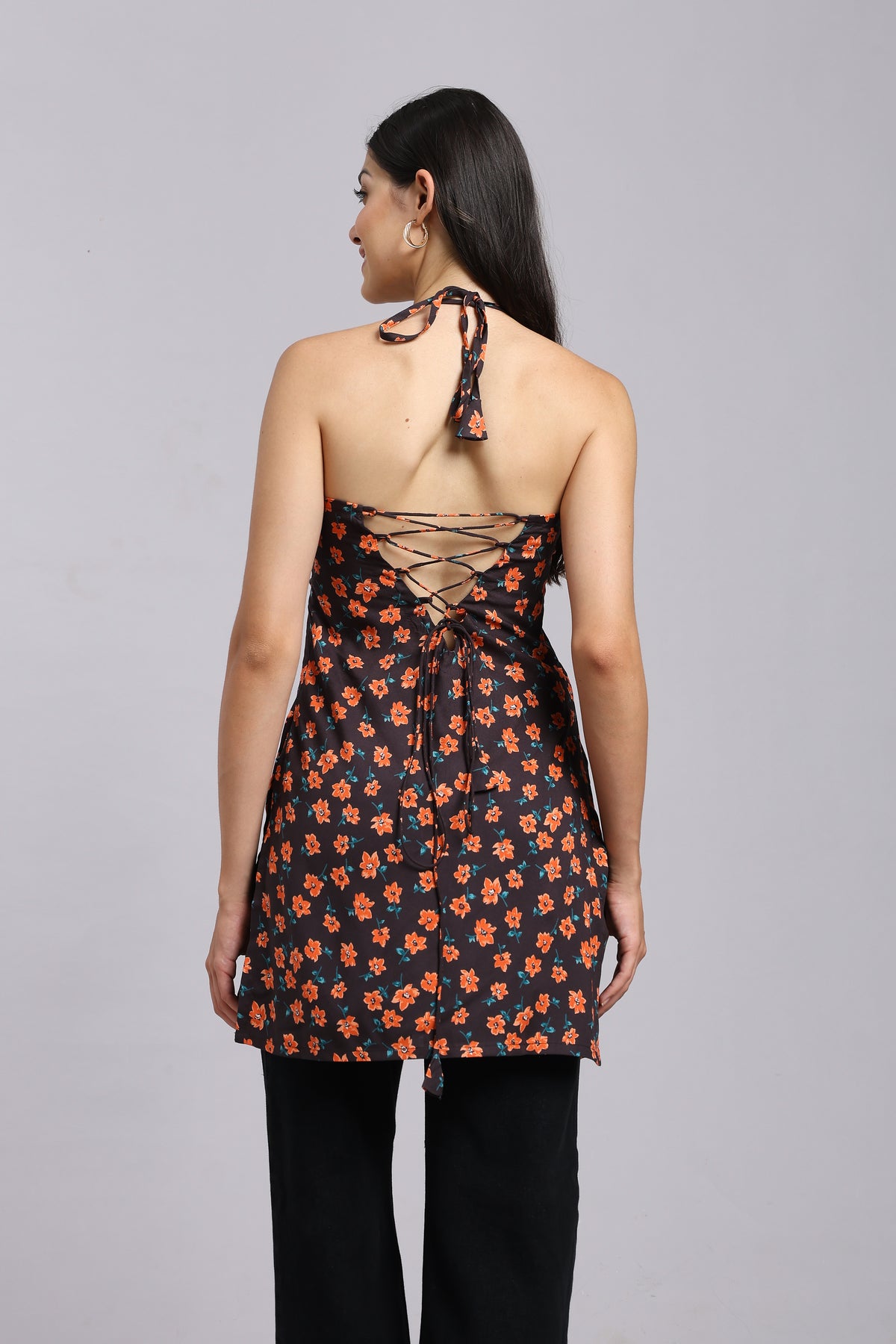 AARSI Zinnia Bloom Halter Kurti