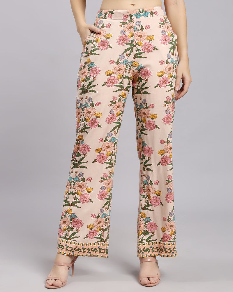 Ivory Printed Set Floral Abstract Design & Matching Pant