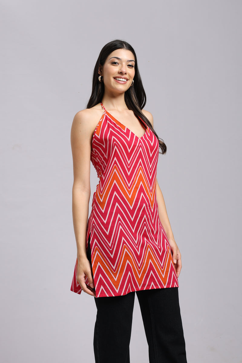 AARSI Siya Chevron Halter Kurti