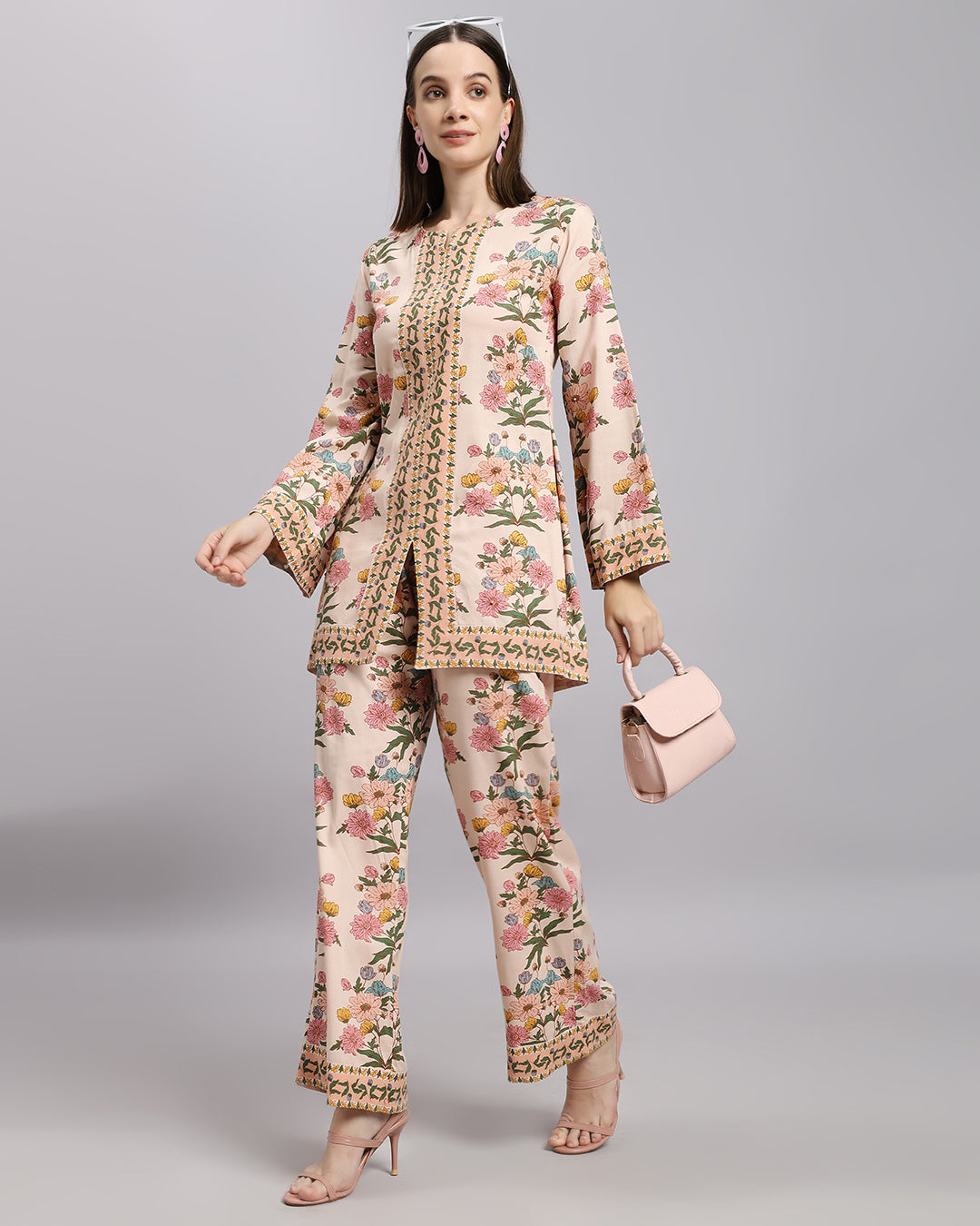 Ivory Printed Set Floral Abstract Design & Matching Pant