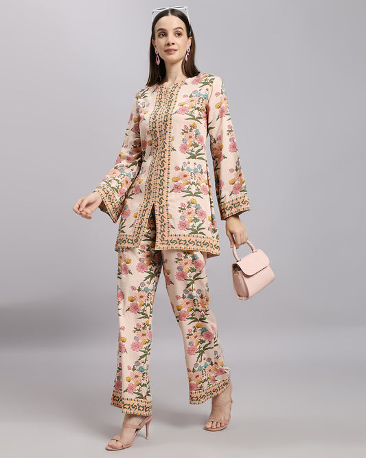 Ivory Printed Set Floral Abstract Design & Matching Pant