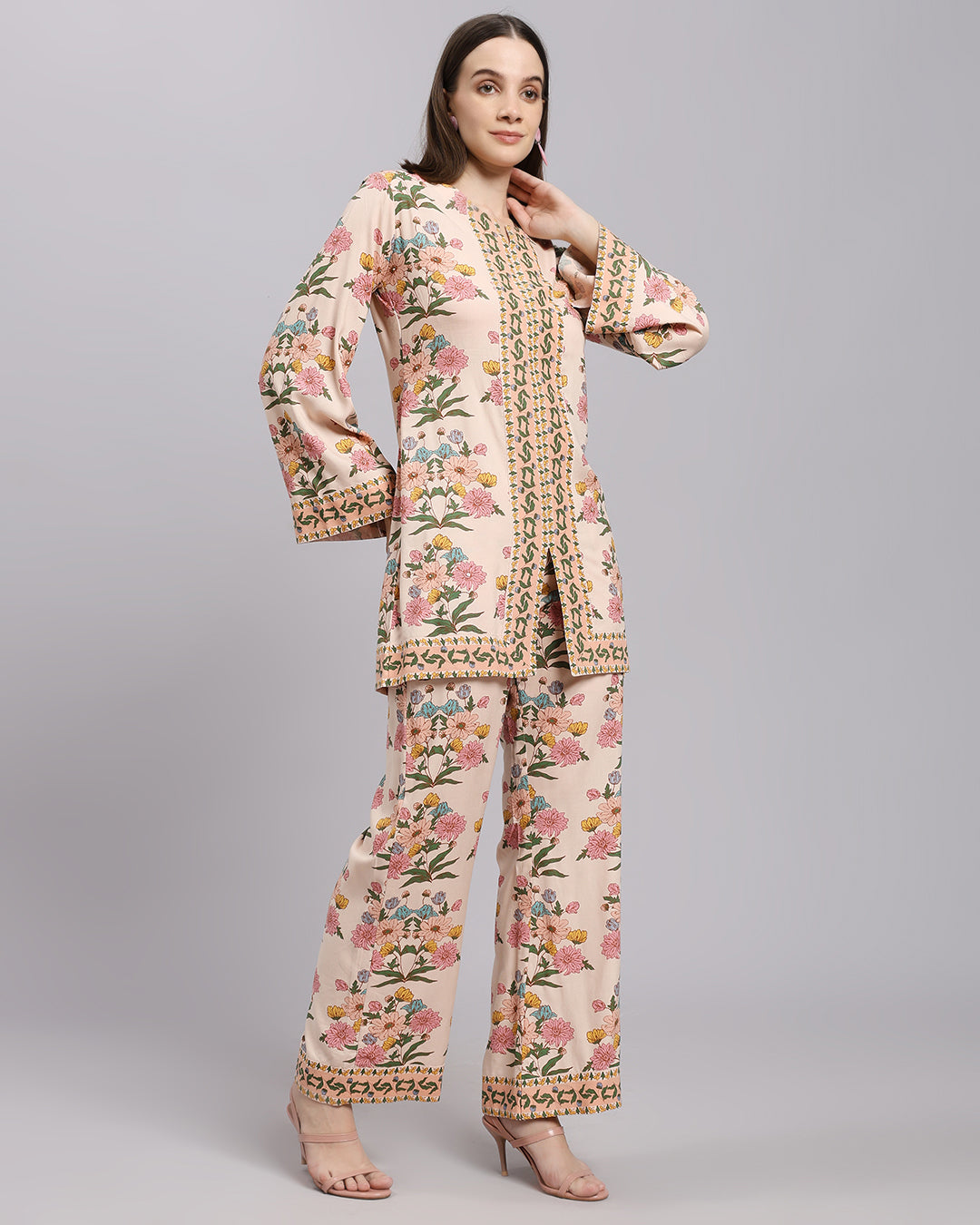 Ivory Printed Set Floral Abstract Design & Matching Pant