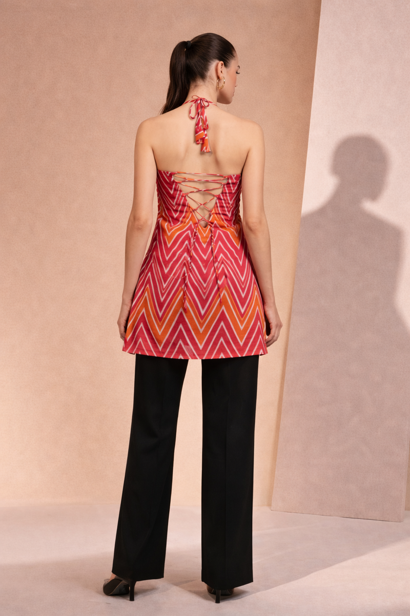 AARSI Siya Chevron Halter Kurti