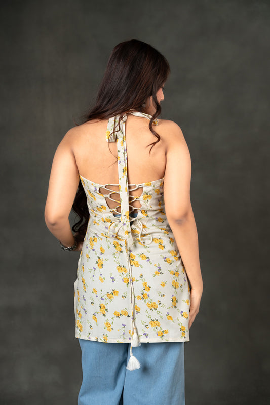 AARSI Ditsy Floral Halter Corset Kurti