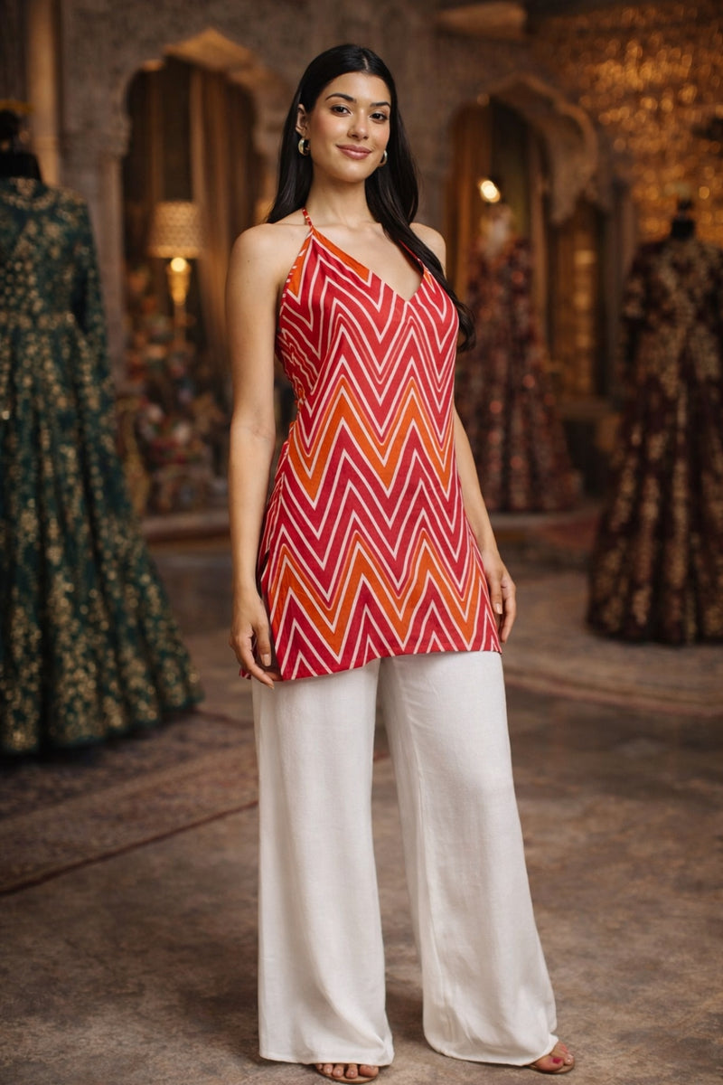 AARSI Siya Chevron Halter Kurti