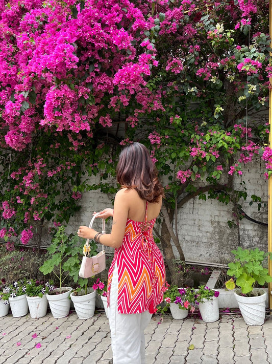 AARSI Siya Chevron Halter Kurti