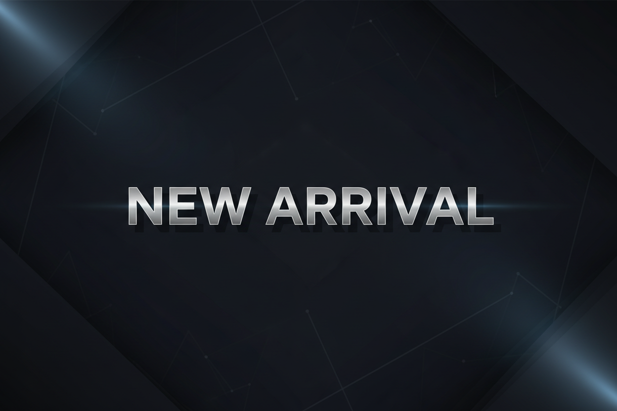 generate a backgound header with text as new arrival with modern dark theme